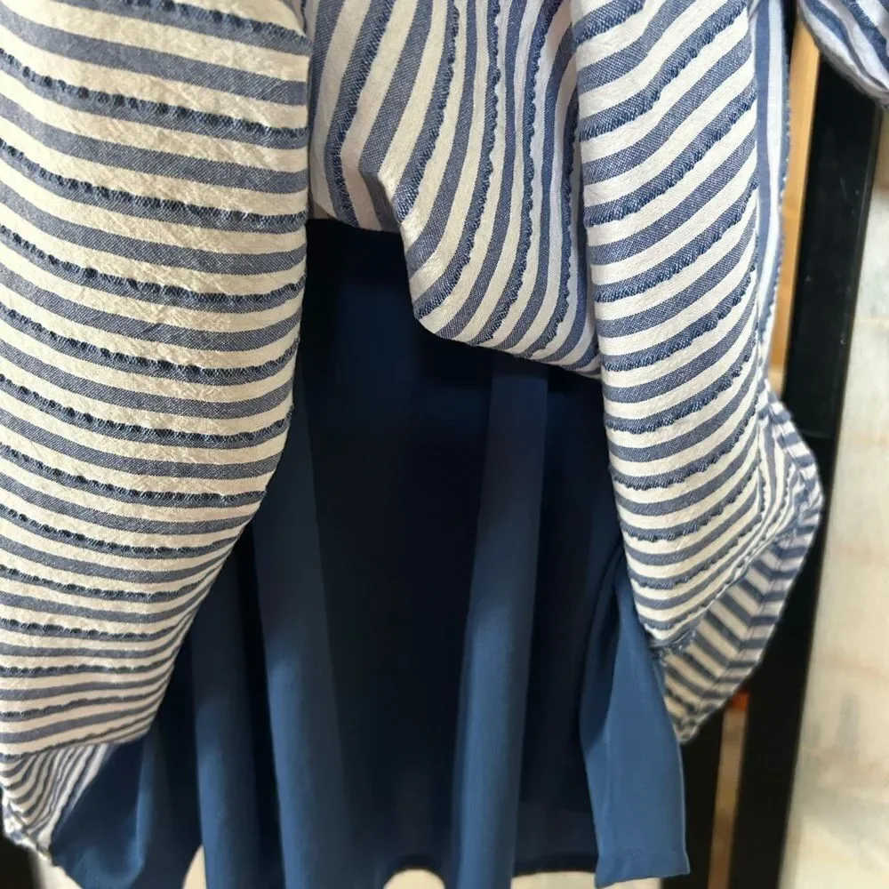 AE Peasant Stripe Puff Sleeve Mini Dress S - Picture 8 of 12